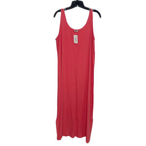 NWT Cotton Tank Maxi Dress S Coral Pink Beach Lightweight Guatemala Bohemian Art